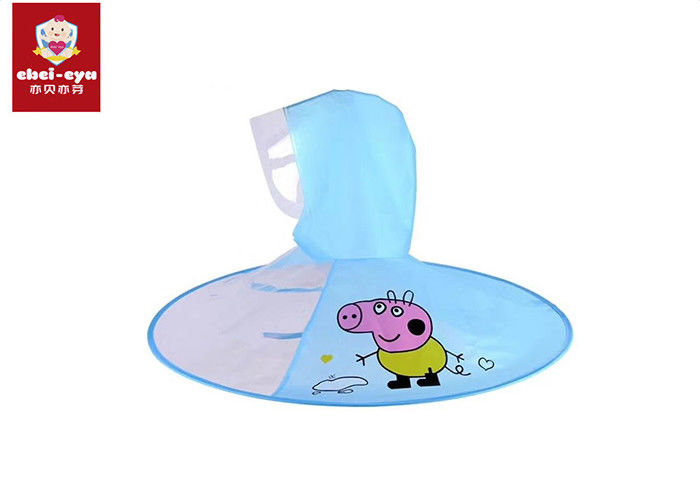 Foldable Clear Plastic Raincoat Cute Cartoon Peppa Pig UFO Shape Rain Hat Cape